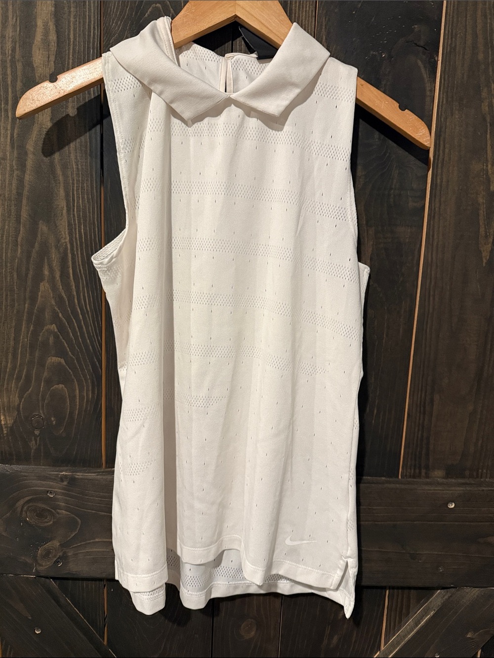 Nike White Sleeveless Collared Tennis Tank
